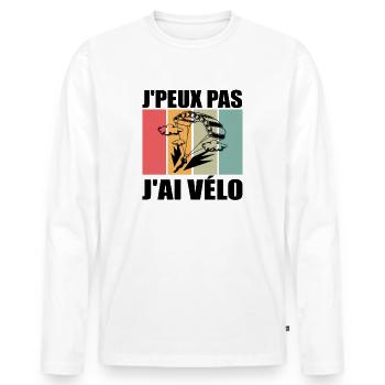 J'Peux Pas J'ai Parachute Idée Cadeau Parachutiste - T-shirt manches longues Premium bio Homme - blanc - Devant - Nico (187cm)