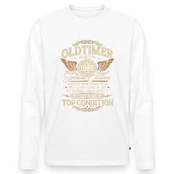 Oldtimer 1985 Jahrgang geboren Geburtstag Geschenk - Männer Premium Bio Langarmshirt - Weiß - Vorne - Nico (187cm)