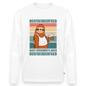 Faultier Spruch Bier Derfreibierfred Party Saufen - Männer Premium Bio Langarmshirt - Weiß - Vorne - Nico (187cm)
