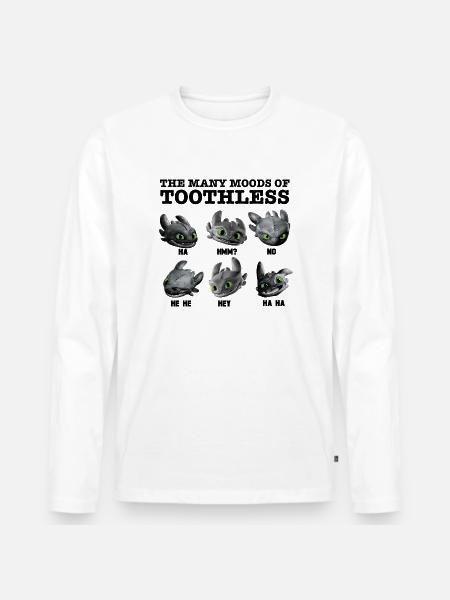 Drachenzähmen Leicht Gemacht Ohnezahns Stimmungen - Männer Premium Bio Langarmshirt - Weiß