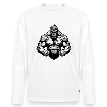 Gorilla Beast Musculation Muscles - T-shirt manches longues Premium bio Homme - blanc - Devant - Nico (187cm)