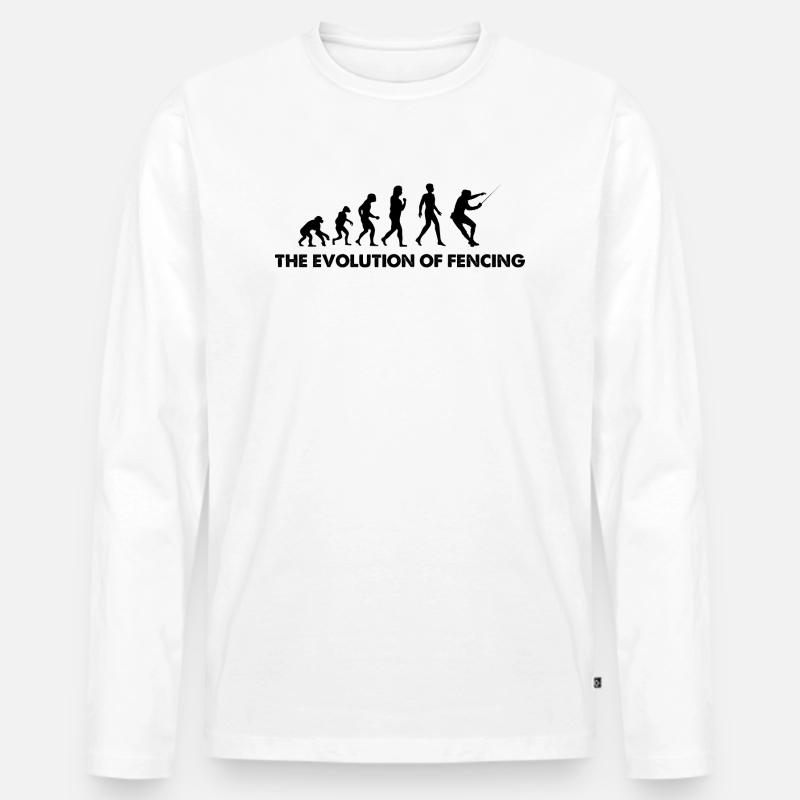 The Evolution Of Fencing - Männer Premium Bio Langarmshirt - Weiß