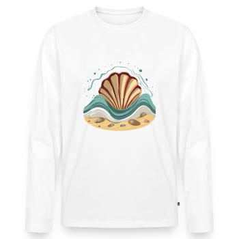 Seashell on the beach - Men's Premium Organic Long Sleeve Shirt - white - Front - Nico (187cm)