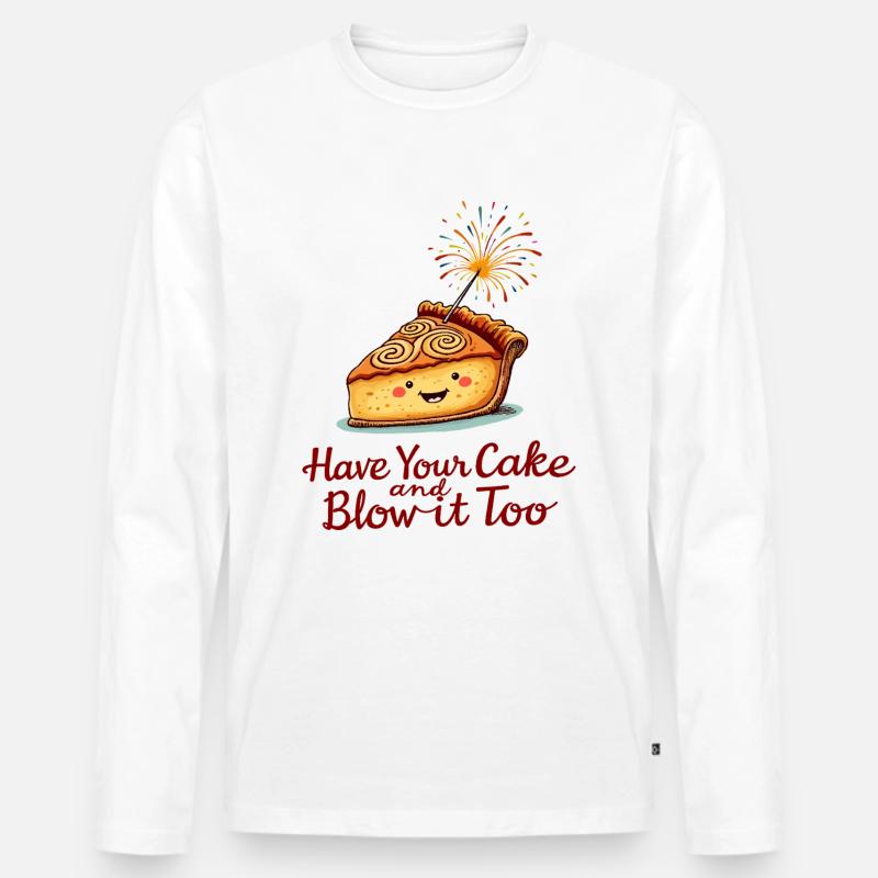 Süßer Apfelkuchen - Männer Premium Bio Langarmshirt - Weiß