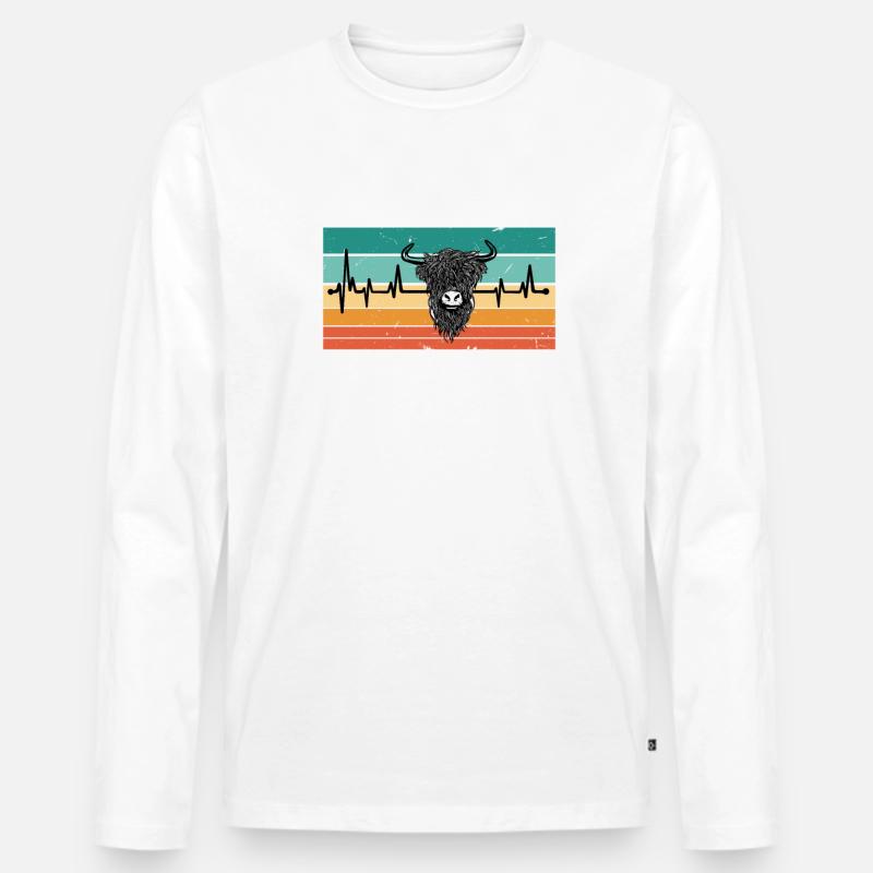 Herzschlag Ochse - Männer Premium Bio Langarmshirt - Weiß