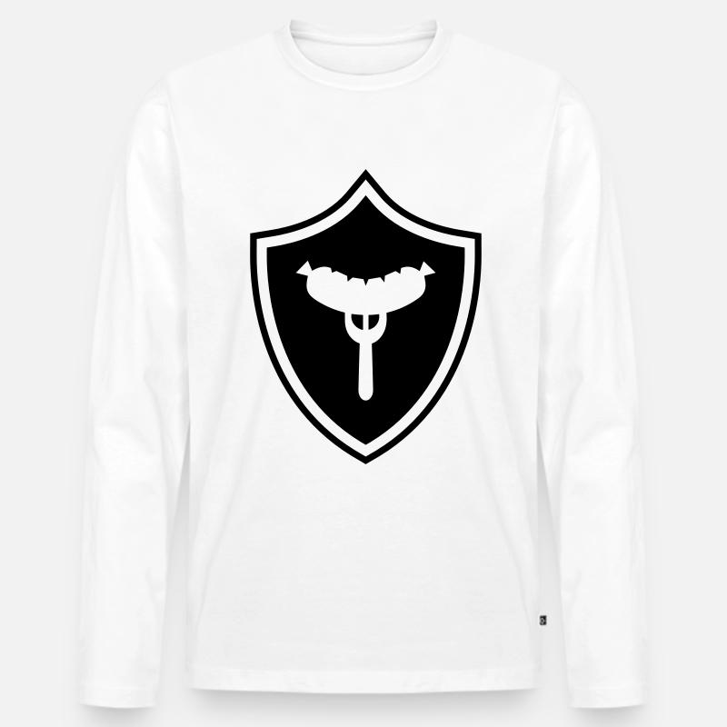 Wurst Gabel Wappen - Männer Premium Bio Langarmshirt - Weiß