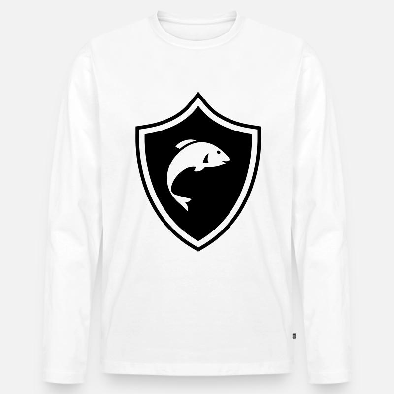 Fisch Wappen - Männer Premium Bio Langarmshirt - Weiß