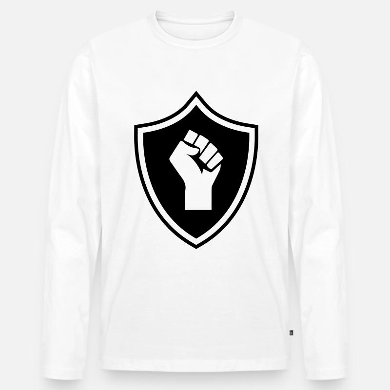 Hand Wappen - Männer Premium Bio Langarmshirt - Weiß