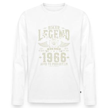 Légende du motard depuis 1966 - T-shirt manches longues Premium bio Homme - blanc - Devant - Nico (187cm)