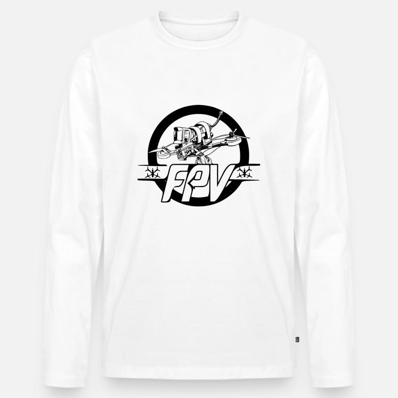 Drohne - Männer Premium Bio Langarmshirt - Weiß
