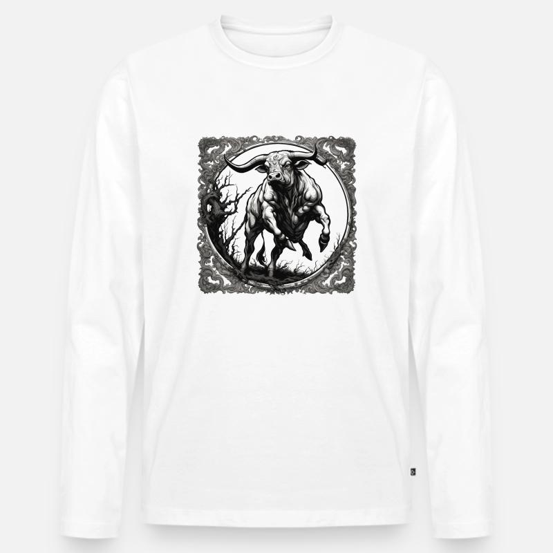 Stier / Bulle / Tier / Hörner / Stierkampf - Männer Premium Bio Langarmshirt - Weiß