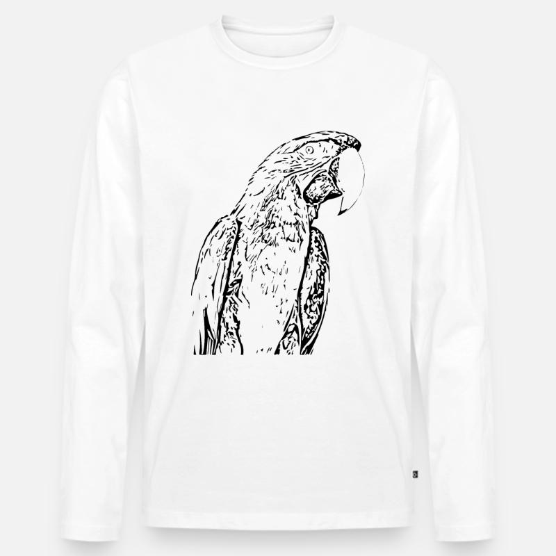 Papageien Vogel schwarz - Männer Premium Bio Langarmshirt - Weiß