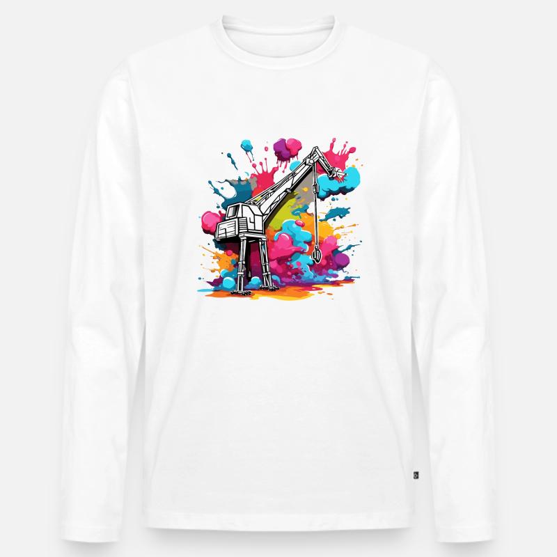 Kran / Baustelle / Seilwinde / Kransystem - Männer Premium Bio Langarmshirt - Weiß