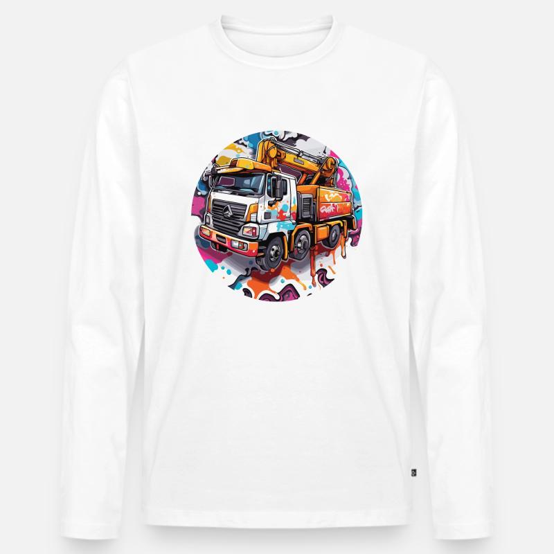 Kran / Baustelle / Seilwinde / Kransystem - Männer Premium Bio Langarmshirt - Weiß