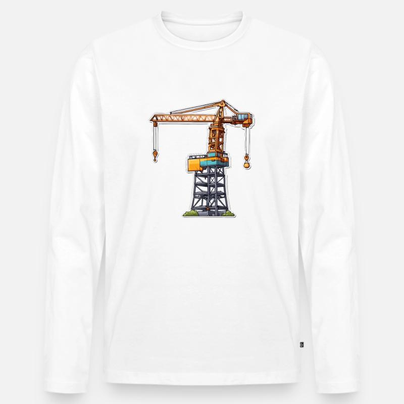 Kran / Baustelle / Seilwinde / Kransystem - Männer Premium Bio Langarmshirt - Weiß