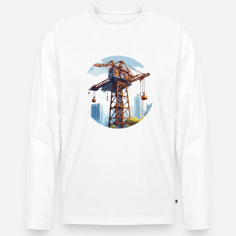 Kran / Baustelle / Seilwinde / Kransystem - Männer Premium Bio Langarmshirt - Weiß