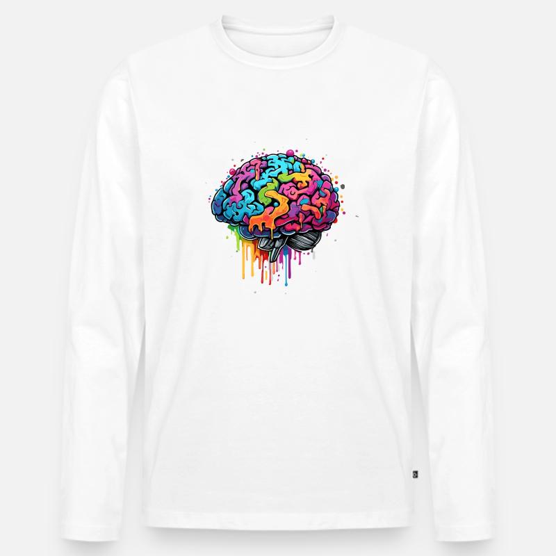 Brain / Knowledge / Intelligence / Smart / Thinking - Men's Premium Organic Long Sleeve Shirt - white