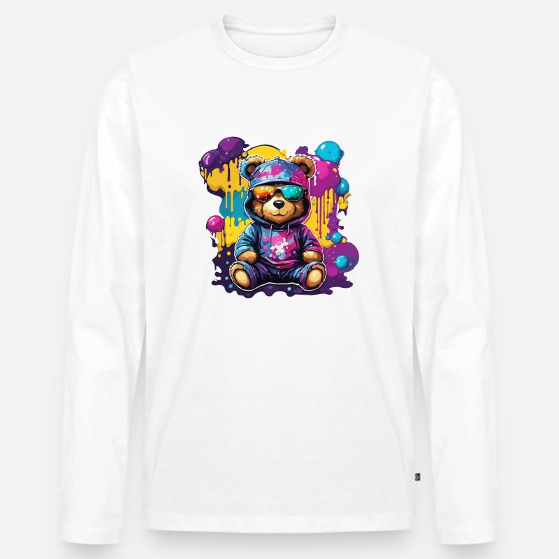 Teddybär / Kuscheltier / Stofftier / Geschenkidee - Männer Premium Bio Langarmshirt - Weiß