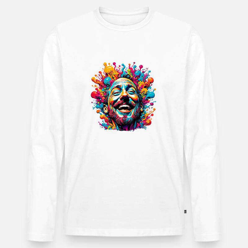 psychedelic / Goa / Hippie / Halluzination / Peace - Männer Premium Bio Langarmshirt - Weiß