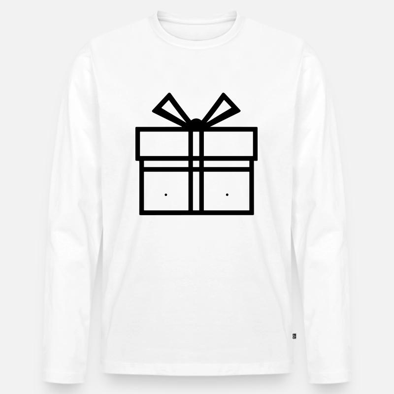 Kleine Geschenkbox - Männer Premium Bio Langarmshirt - Weiß