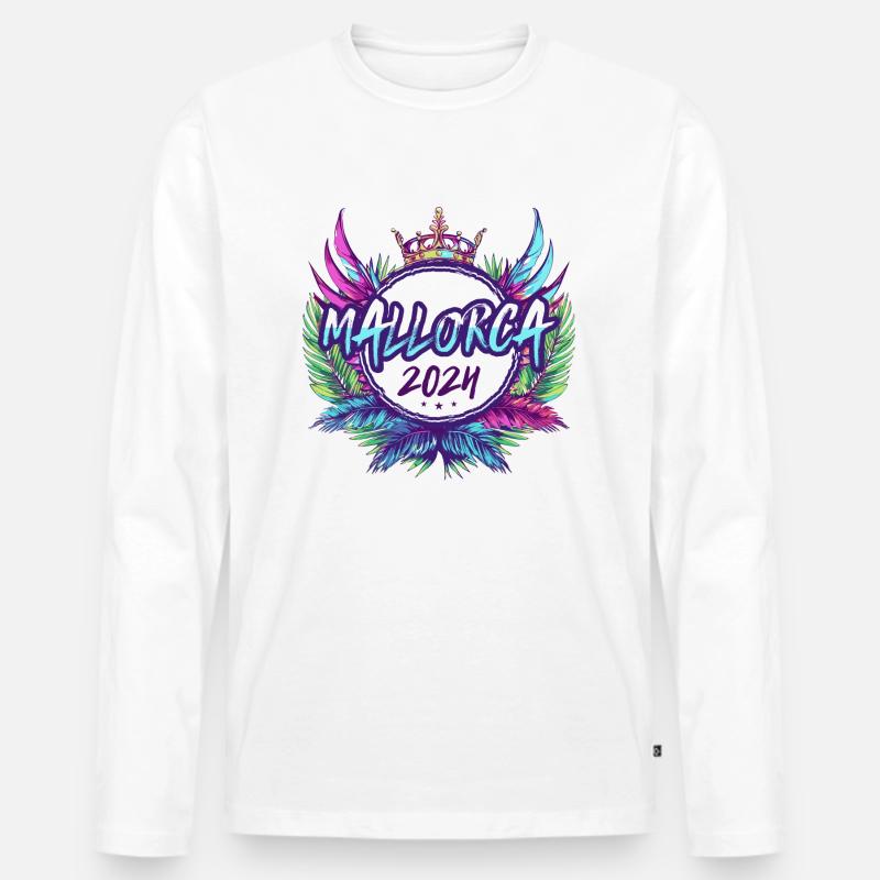 Mallorca 2024 Bunt - Männer Premium Bio Langarmshirt - Weiß