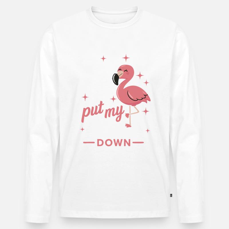 Flamingo Tier Rosa - Männer Premium Bio Langarmshirt - Weiß