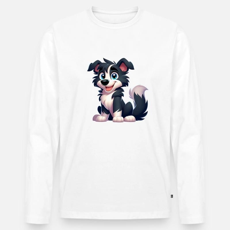 Border Collie 6 - Männer Premium Bio Langarmshirt - Weiß