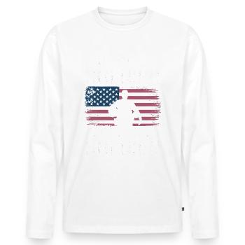 Veteran Military Soldier - Men's Premium Organic Long Sleeve Shirt - white - Front - Nico (187cm)