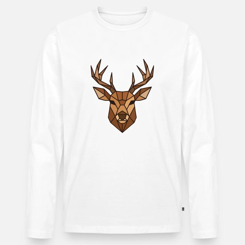 Polygon Hirsch - Männer Premium Bio Langarmshirt - Weiß