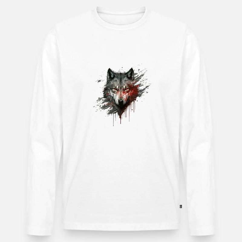 Blutwolf - Männer Premium Bio Langarmshirt - Weiß