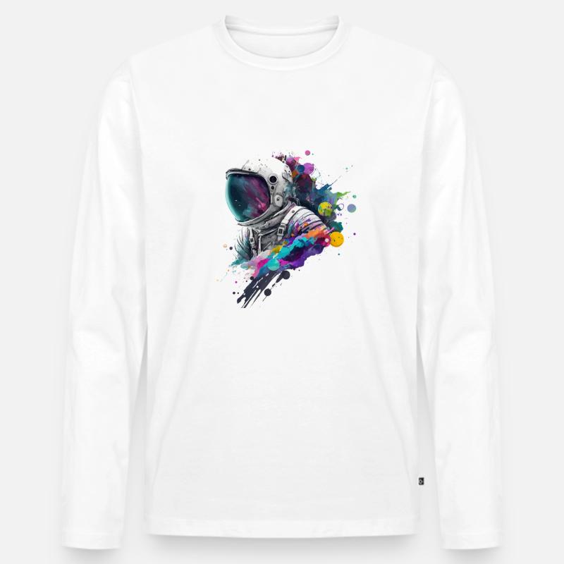 Farb Astronaut - Männer Premium Bio Langarmshirt - Weiß
