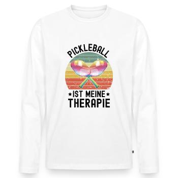 Pickleball Ist Meine Therapie - Männer Premium Bio Langarmshirt - Weiß - Vorne - Nico (187cm)