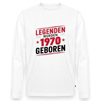 Legends were born in 1970 - Men's Premium Organic Long Sleeve Shirt - white - Front - Nico (187cm)
