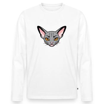 Cool Dessin Animé Sphynx Chat - T-shirt manches longues Premium bio Homme - blanc - Devant - Nico (187cm)