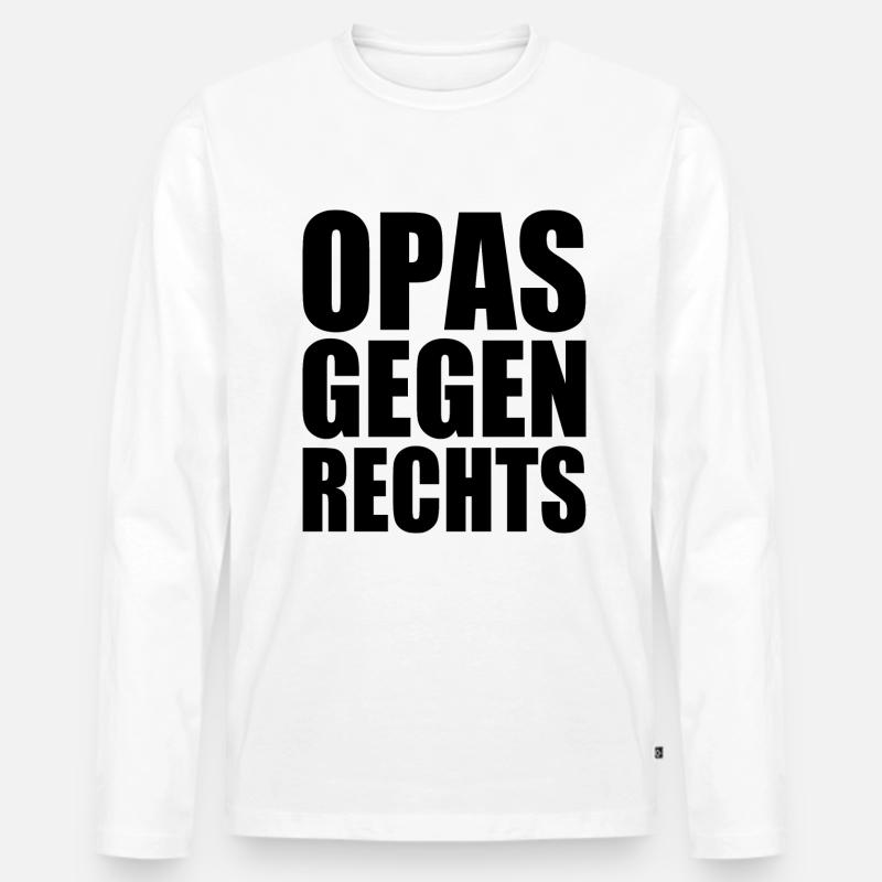 Opas gegen rechts - Männer Premium Bio Langarmshirt - Weiß