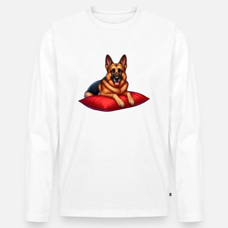 Deutscher Schäferhund Karikatur - Männer Premium Bio Langarmshirt - Weiß