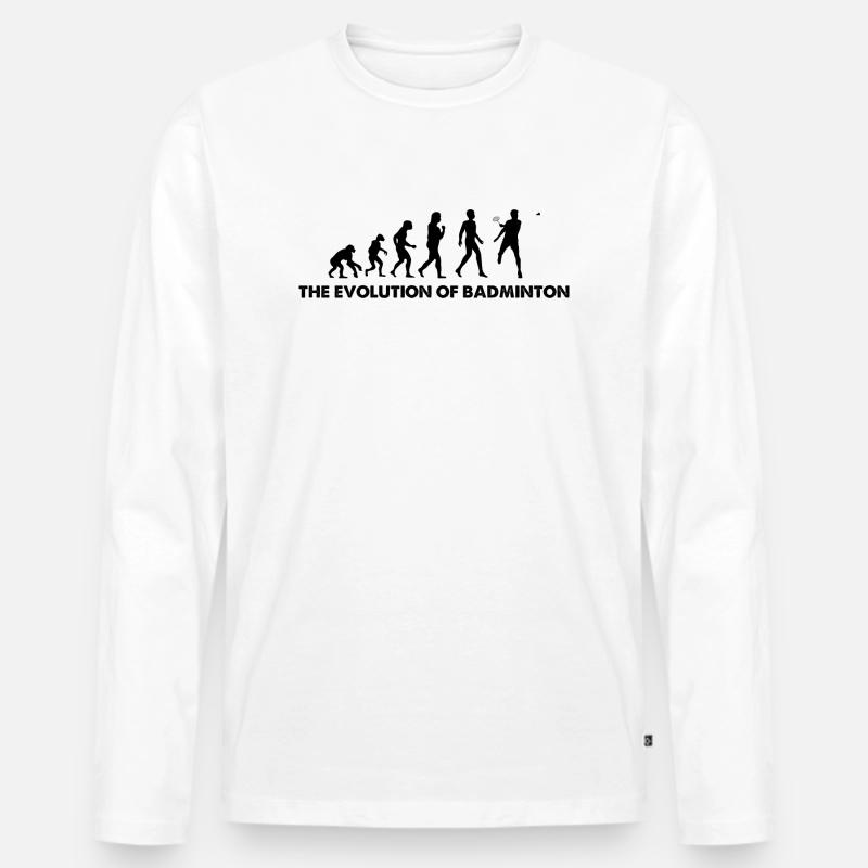 The Evolution Of Badminton - Männer Premium Bio Langarmshirt - Weiß
