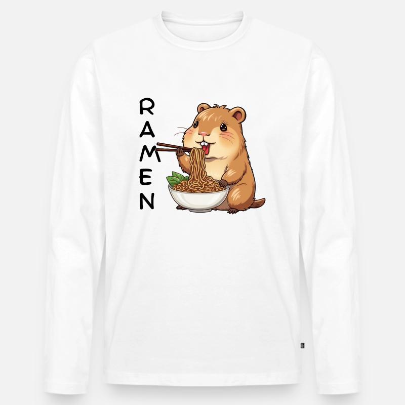 Ramen Capybara - Männer Premium Bio Langarmshirt - Weiß
