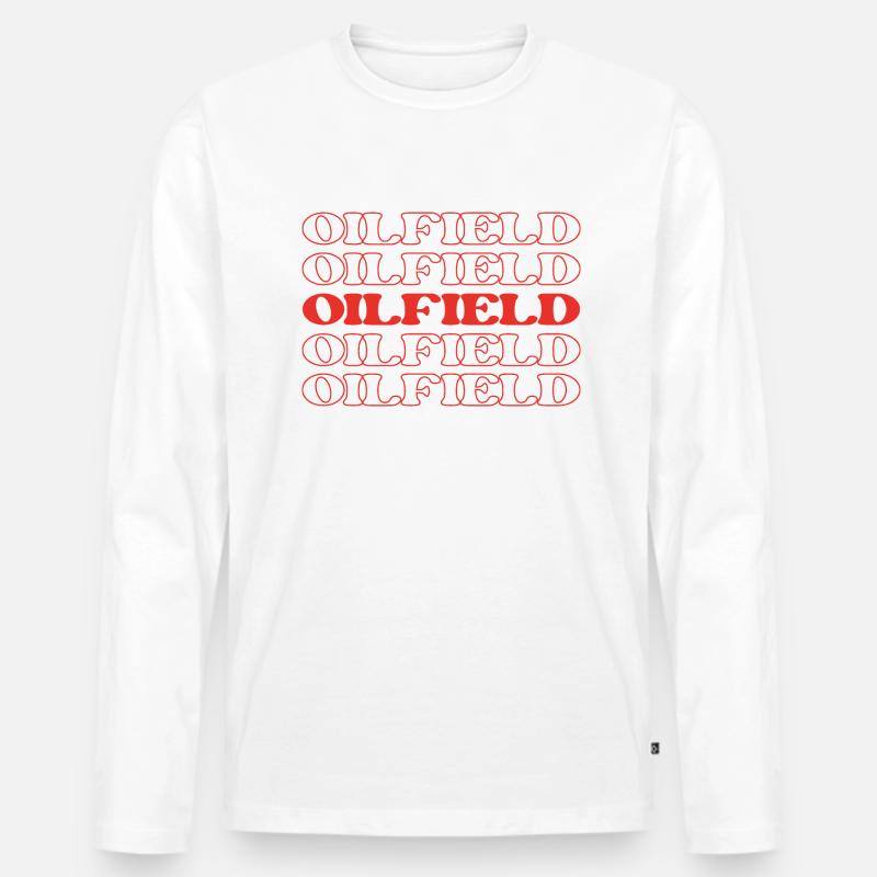 Ölfeldarbeiter Ölinselarbeiter Ölbohrturm - Männer Premium Bio Langarmshirt - Weiß