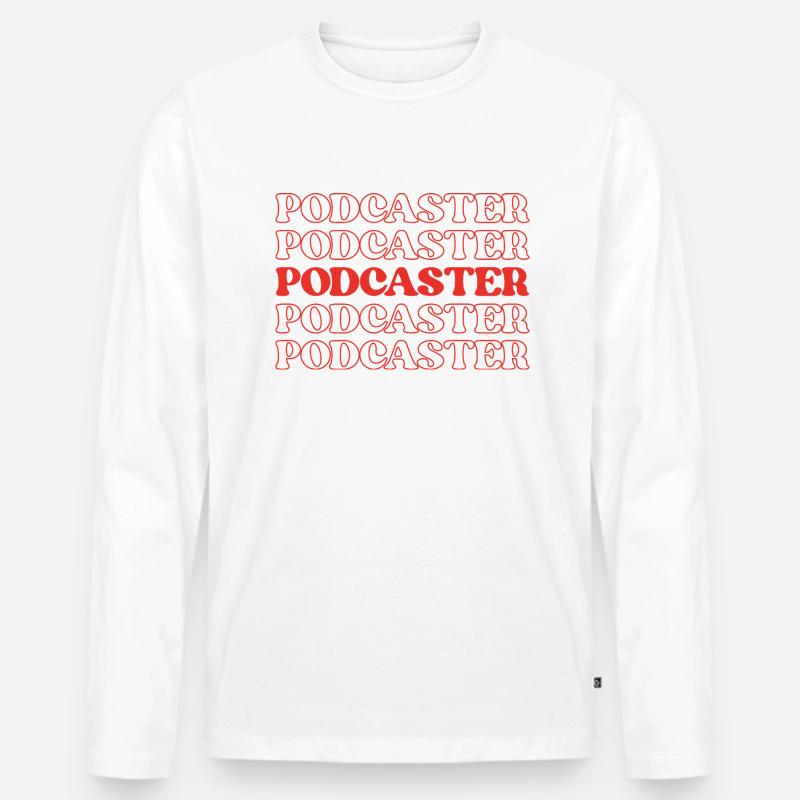 Podcaster, Moderator, Radiomoderator - Männer Premium Bio Langarmshirt - Weiß