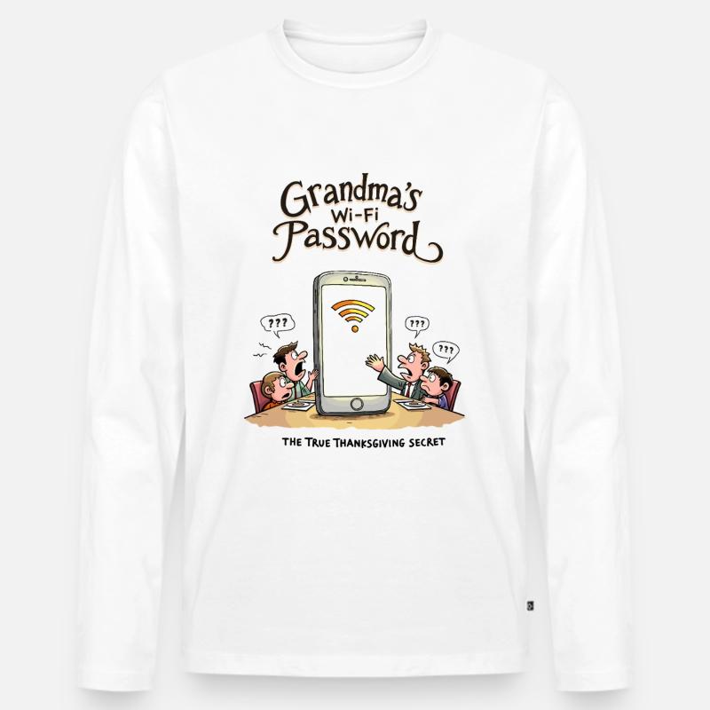 Omas WLAN-Passwort - Männer Premium Bio Langarmshirt - Weiß