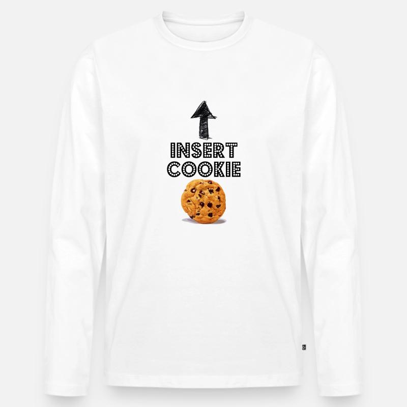 Insert Cookie Keks Shirt - Männer Premium Bio Langarmshirt - Weiß