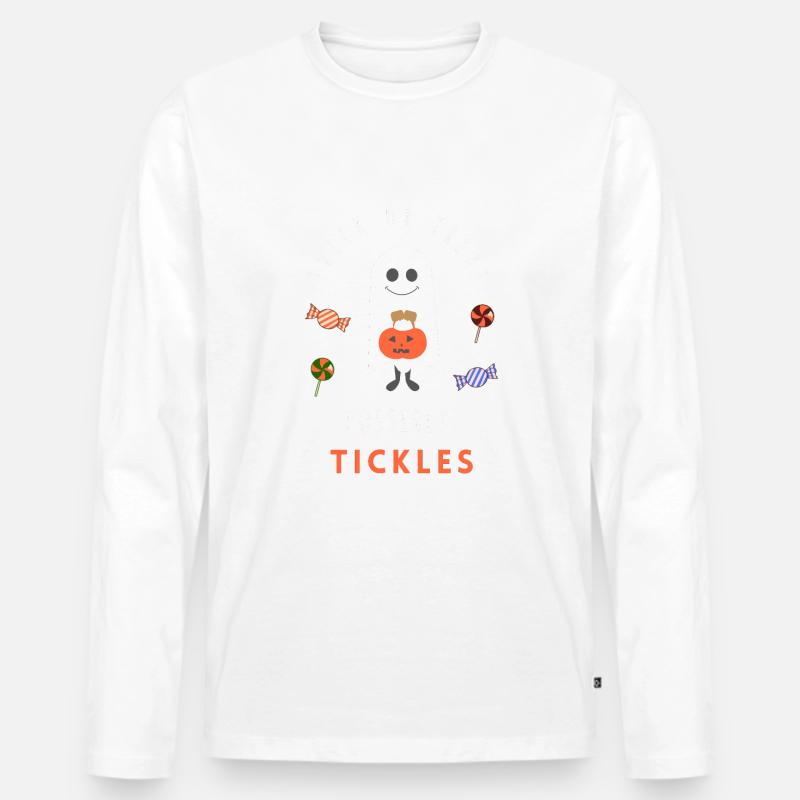 Süßigkeiten oder Streiche, evtl. Kitzeln - Männer Premium Bio Langarmshirt - Weiß