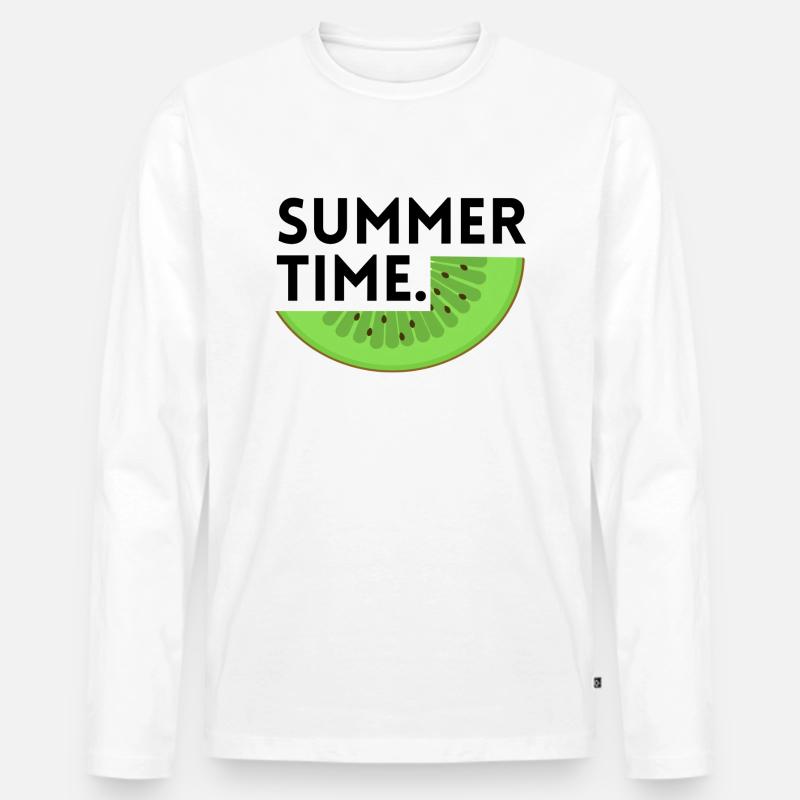 Sommerzeit - Kiwi - Männer Premium Bio Langarmshirt - Weiß