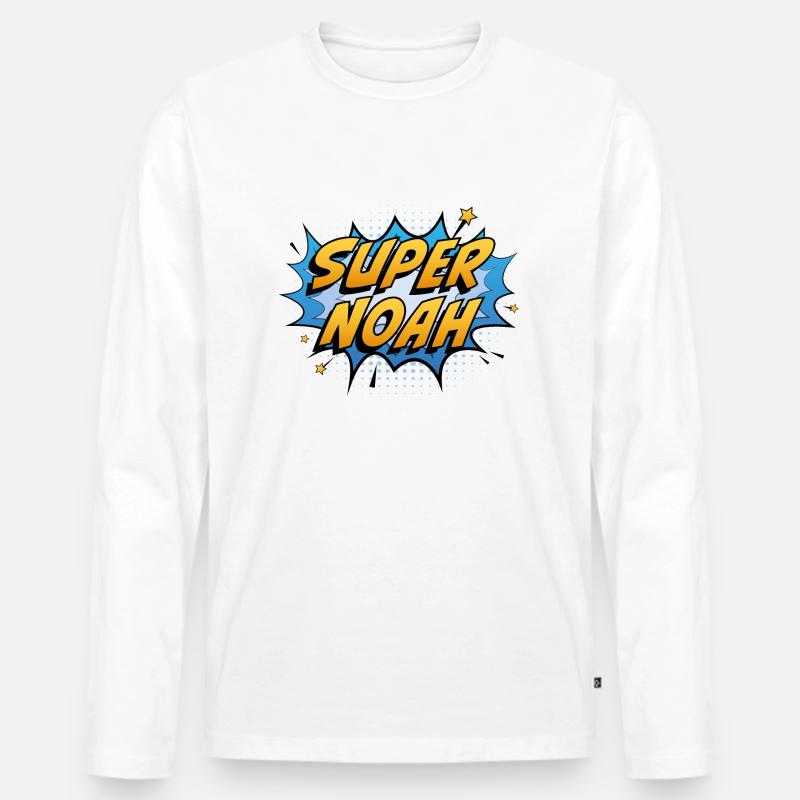 Super Noah - Männer Premium Bio Langarmshirt - Weiß