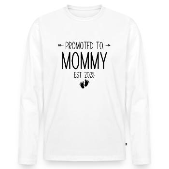 Promu au rang de maman est. 2025 - T-shirt manches longues Premium bio Homme - blanc - Devant - Nico (187cm)
