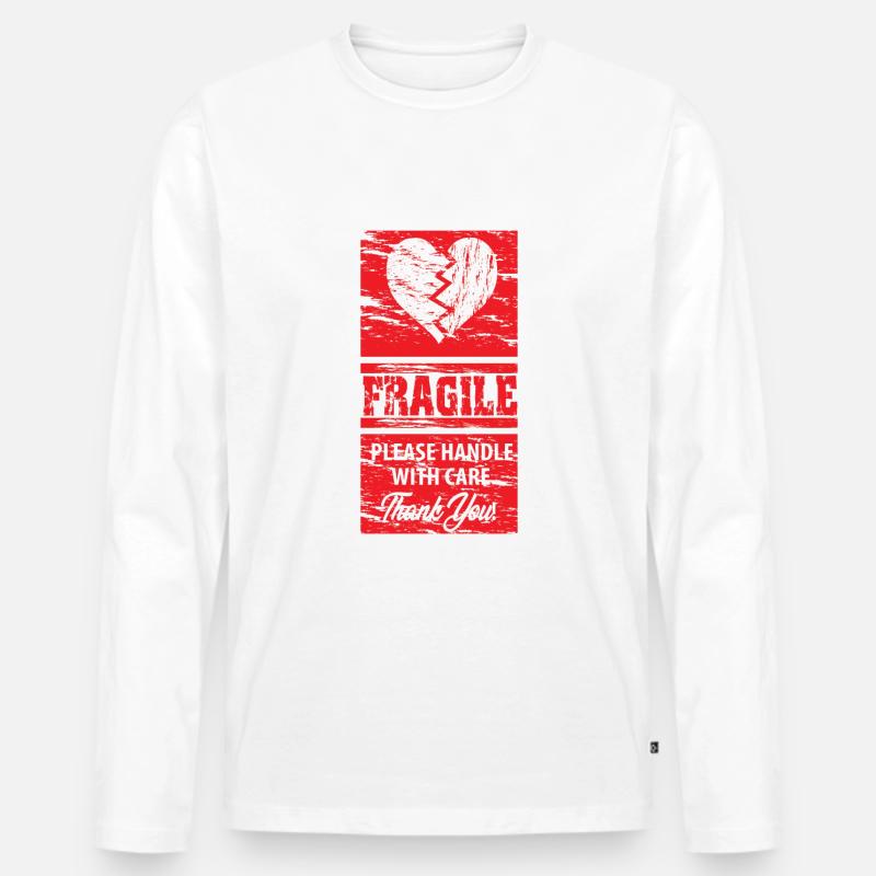 Liebe, Single, Herz, Geschenk, Geschenkidee - Männer Premium Bio Langarmshirt - Weiß