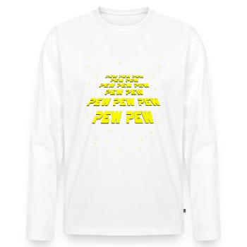 Pew Pew Pew - Stars - Men's Premium Organic Long Sleeve Shirt - white - Front - Nico (187cm)