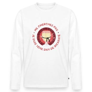 7ème Dan de Ricaraté - Humour Apéro Pastis Alcool - T-shirt manches longues Premium bio Homme - blanc - Devant - Nico (187cm)