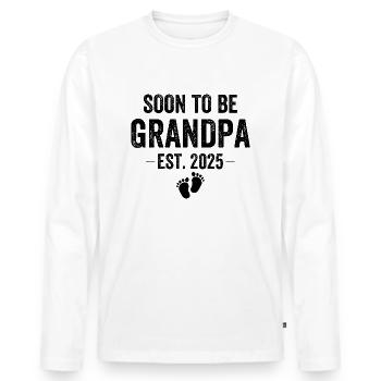 Bientôt grand-père Est. 2025 - T-shirt manches longues Premium bio Homme - blanc - Devant - Nico (187cm)